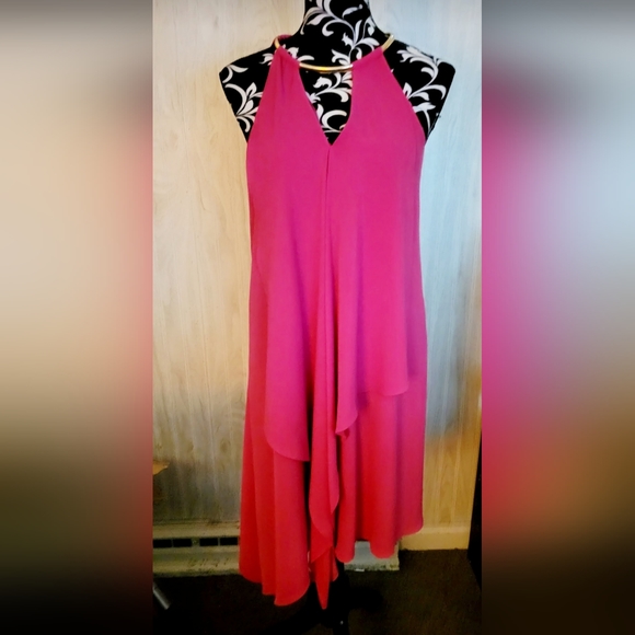 🩷 Kensie Size 8 Women's Draped Snake-Chain Keyhole Dress-ROSE - Picture 7 of 11